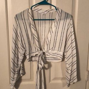 Shop 12th Tribe Crop Tie Front Top